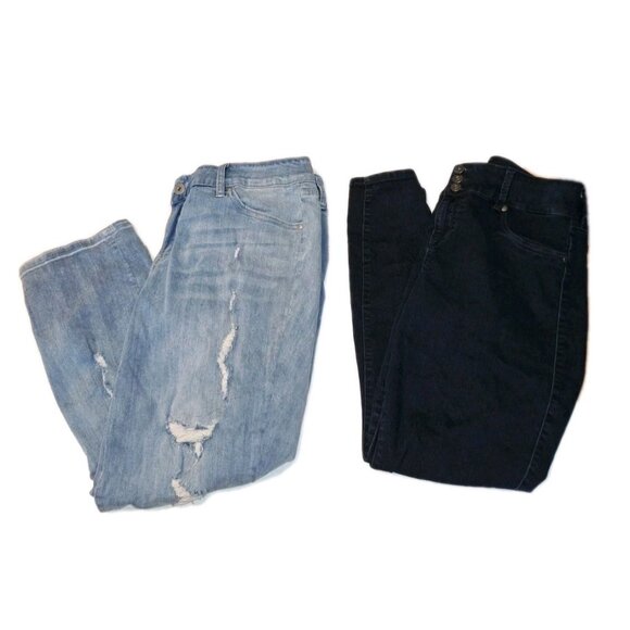 Torrid Women's Size 16 Blue Skinny Jeans Distressed And Black Jeggings 36x28 - Picture 1 of 8